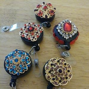 Variety colored gem badge holders